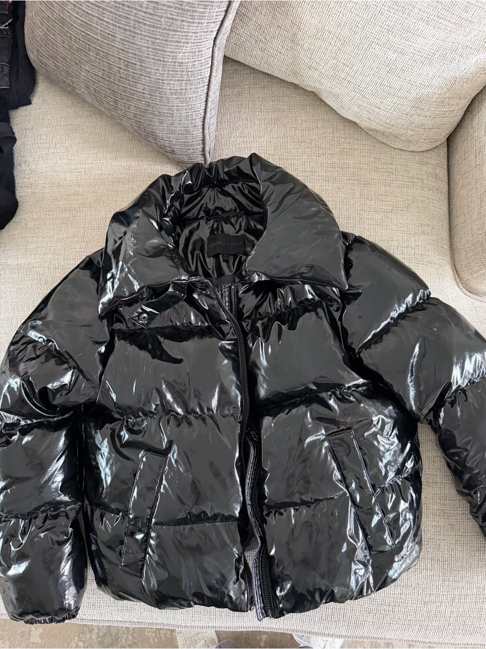 Kendall & Kylie Glossy Black Patent Jacket